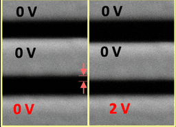 Displacement of nanowire 0V 2V