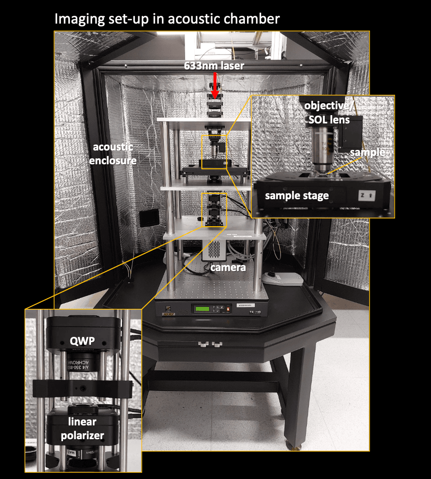 Imaging set-up in acoustic chamber